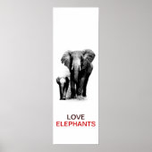 BW Elephant & Baby Elephant Poster (Vorne)