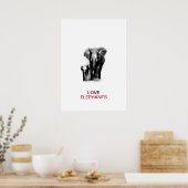 BW Elephant & Baby Elephant Poster (Küche)