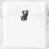 BW Elephant & Baby Elephant Runder Aufkleber (Tasche)