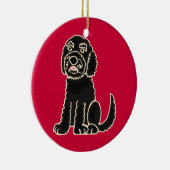 BW entzückende schwarze Labradoodle Verzierung Keramik Ornament (Rechts)