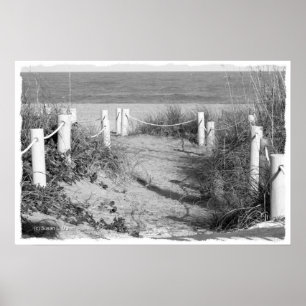 BW Fort Pierce, Florida Strand-Wegdüne roped weg Poster