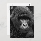 BW Gorilla Face Postkarte (Vorne/Hinten)