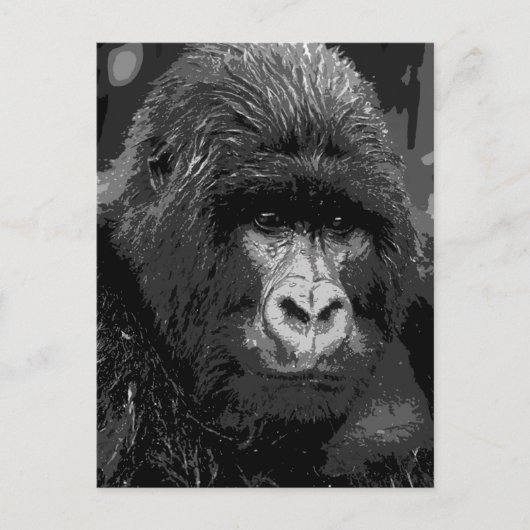 BW Gorilla Face Postkarte (Vorderseite)