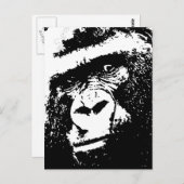 BW Gorilla Face Postkarte (Vorne/Hinten)