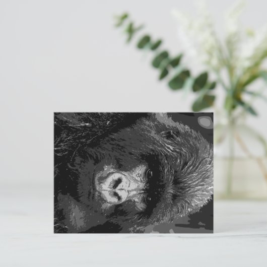 BW Gorilla Face Postkarte (Stehend Vorderseite)
