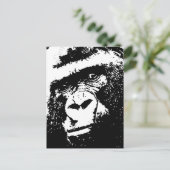 BW Gorilla Face Postkarte (Stehend Vorderseite)