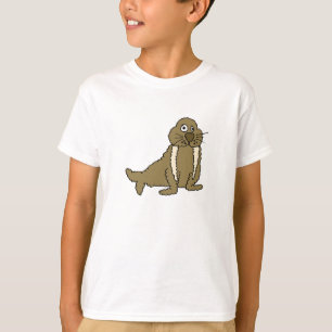 BW lustiger Walross-Cartoon-T - Shirt