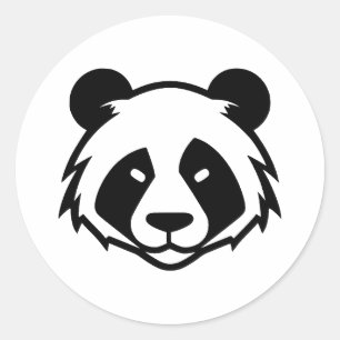 BW Minimalistisch Panda Design Runder Aufkleber