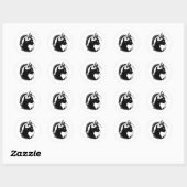 BW-Minimalistisches Cat-Design Runder Aufkleber (Blatt)