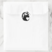 BW-Minimalistisches Cat-Design Runder Aufkleber (Tasche)
