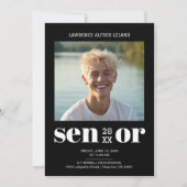  BW Modern Editorial Senior Photo Cool Graduate  Einladung (Vorderseite)