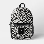 BW Monogram Animal Zebra Skin Pattern Bedruckter Rucksack (Vorderseite)