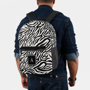 BW Monogram Animal Zebra Skin Pattern Bedruckter Rucksack