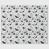 BW Muster Art Halloween Patterns Halloween Art Geschenkpapier (Flach)