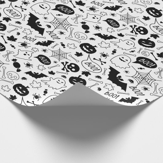 BW Muster Art Halloween Patterns Halloween Art Geschenkpapier (Ecke)