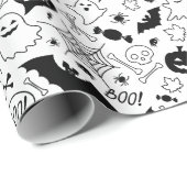 BW Muster Art Halloween Patterns Halloween Art Geschenkpapier (Rolleneckpunkt)
