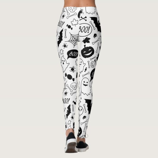 BW Muster Art Halloween Patterns Halloween Art Leggings (Rückseite)
