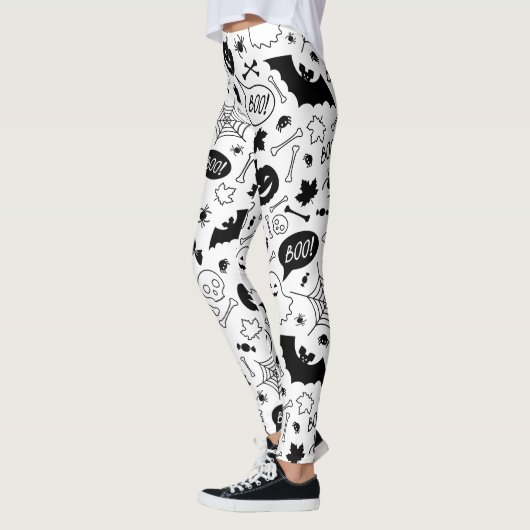 BW Muster Art Halloween Patterns Halloween Art Leggings (Links)