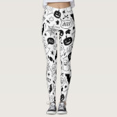 BW Muster Art Halloween Patterns Halloween Art Leggings (Vorderseite)