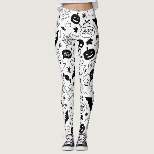 BW Muster Art Halloween Patterns Halloween Art Leggings (Vorderseite)