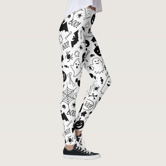 BW Muster Art Halloween Patterns Halloween Art Leggings (Rechts)