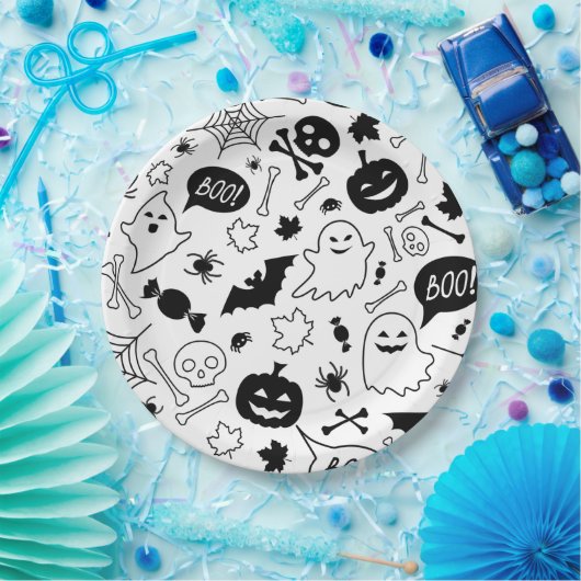 BW Muster Art Halloween Patterns Halloween Art Pappteller (Party)
