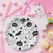 BW Muster Art Halloween Patterns Halloween Art Pappteller (Party)