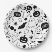 BW Muster Art Halloween Patterns Halloween Art Pappteller (Vorderseite)