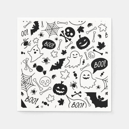 BW Muster Art Halloween Patterns Halloween Art Serviette (Vorderseite)