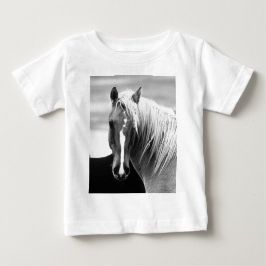 BW-Pferdeportrait Baby T-shirt (Vorderseite)