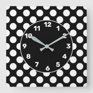 BW Polka Dot Square Wall Clock Quadratische Wanduhr