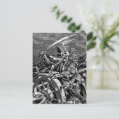 BW Skeleton Pirate Postcard Postkarte (Stehend Vorderseite)