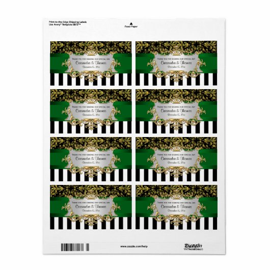 BW Streifen, schwarze goldene Damaske H Weinflasch (Vorne)