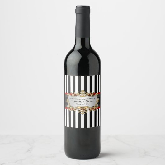 BW V Streifen Schwarze Ribbon Wein Flasche Etikett (Vorderseite)