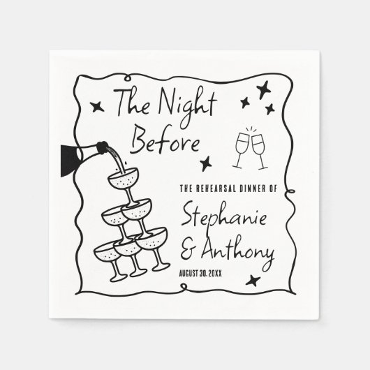 BW Whimsikrahmen und Champagner die Nacht vor Serviette (Vorderseite)