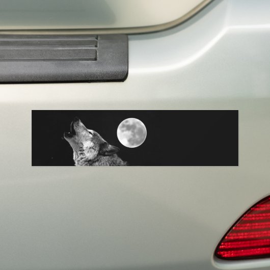 BW Wolf Howling auf dem Mond Autoaufkleber (Auf Auto)