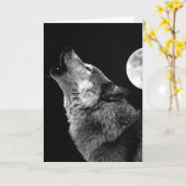 BW Wolf Howling auf dem Mond Karte (Gelbe Blume)