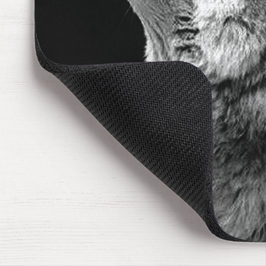 BW Wolf Howling auf dem Mond Mousepad (Ecke)