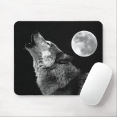 BW Wolf Howling auf dem Mond Mousepad (Mit Mouse)