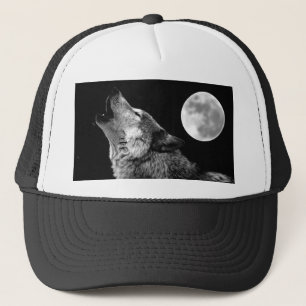 BW Wolf Howling auf dem Mond Truckerkappe