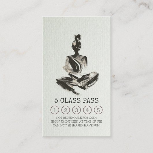 BW Yoga Instructor Brushstrokes Class Pass Loyalit Treuekarte (Vorderseite)