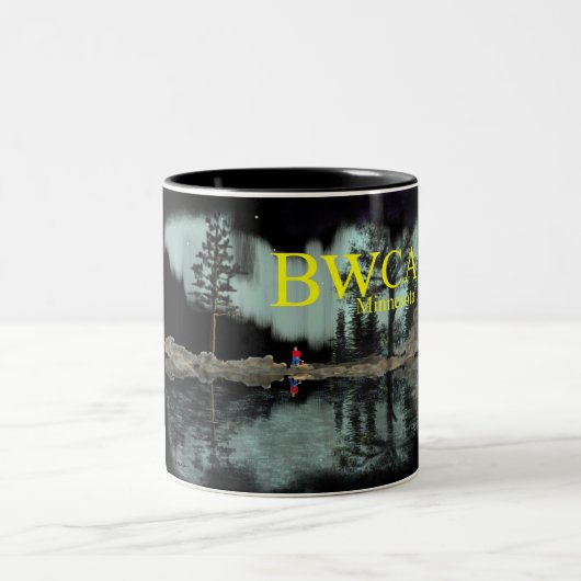 BWCA Minnesota Auroralagerfeuer Zweifarbige Tasse (Mittel)