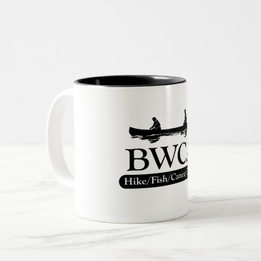 BWCA / Wanderfisch Kanuhlager Zweifarbige Tasse (Vorderseite Links)