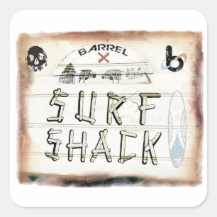 bX Surf Shack, Barrel X Quadratischer Aufkleber
