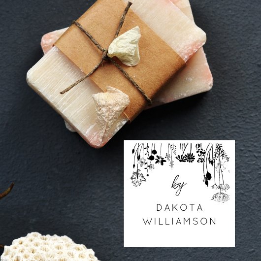 By Custom Name Rustic Wildflowers Business Hobby Gummistempel