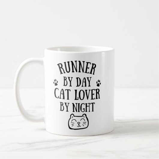 By day - cat lover - runner - BonW (4500x5500) Kaffeetasse (Links)