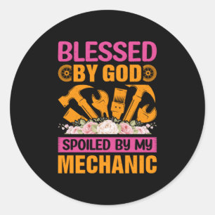 By God By My Mechanic Runder Aufkleber