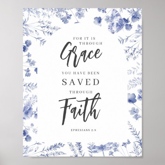 By Grace, Through Faith Ephesians 2:8 Chinoiserie Poster (Vorne)
