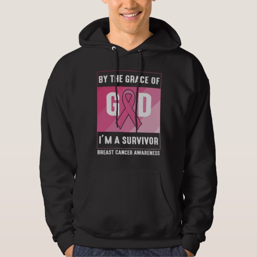 By The Grace God Breast Cancer Survivor Christian Hoodie (Vorderseite)