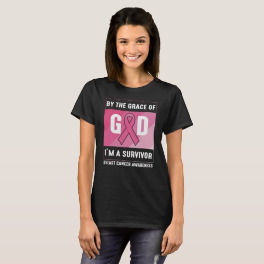 By The Grace God Breast Cancer Survivor Christian T-Shirt (Vorne ganz)